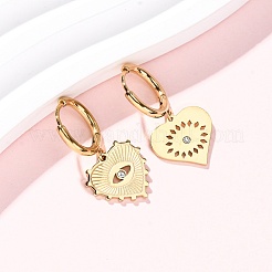 5 pieza de pendientes de aro con rhinestone de cristal de acero inoxidable 304&nbsp;EJEW-G447-04G