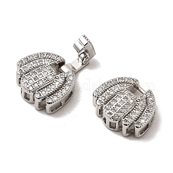Micro pavé di ottone trasparente cubic zirconia piegato su fermagli&nbsp;KK-C075-34P