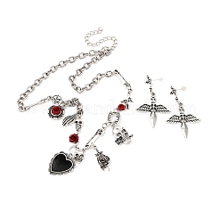 Halloween tibetischen Stil Legierung Anhänger Halsketten & baumeln Ohrstecker-Sets&nbsp;SJEW-P006-01AS