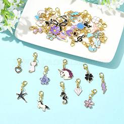 20 pièces 20 styles de décorations de pendentif en alliage d'émail&nbsp;HJEW-FS00045