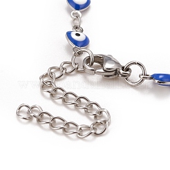 Bracciale a cuore smaltato con catene a maglie malocchio&nbsp;BJEW-P271-06P-02