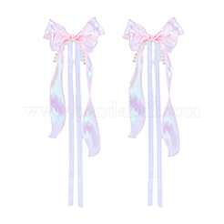 Nylon-Organzaband und Kunststoff-Imitationsperlen mit Schleife für Taschenornament&nbsp;HJEW-PH02020