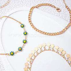 Legierung grün Emaille Blume Quaste 3 Schicht Fußkettchen für Frauen&nbsp;FS-WG5D6F4-01