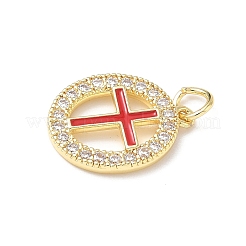 Pendenti in ottone micro pavé con zirconi cubici trasparenti e smalto&nbsp;KK-L253-12G