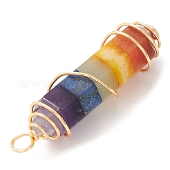 7 Chakra-Edelstein-Doppelterminal-Spitzanhänger&nbsp;PALLOY-TA00057-02