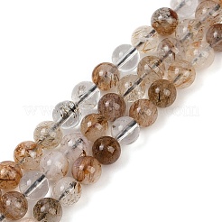 Natürliche Stränge aus Rutilquarzperlen in Schwarzgold&nbsp;G-H093-B03-6mm
