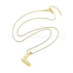 Colliers à chaîne en forme de boîte avec pendentif en forme de lettre en laiton et en plastique pour femmes&nbsp;NJEW-U017-01G-12