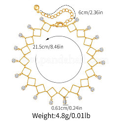 Fußkettchen aus Messinggliederkette mit Quaste aus Kristall-Strass für Damen&nbsp;FS-WGD4BB9-02