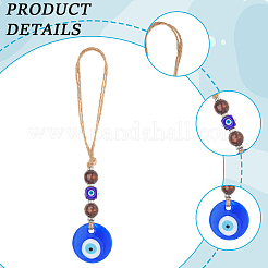 1 pendentif décoratif en verre bleu contre le mauvais œil&nbsp;HJEW-CN0001-42B