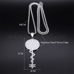 Collane con ciondolo a forma di chiave della ruota di Ecate in acciaio inossidabile 304 per donna&nbsp;FS-WG4FA44-01