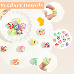 13 pieza de cuentas redondas de resina de frutas de 13 colores&nbsp;RESI-PA0001-53