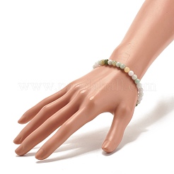 Bracelet extensible en perles rondes en jadéite naturelle&nbsp;BJEW-JB07572-01