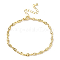 Messing-Mikropflaster-Armbänder mit klaren Zirkonia-Augengliedern für Damen&nbsp;BJEW-G764-09G