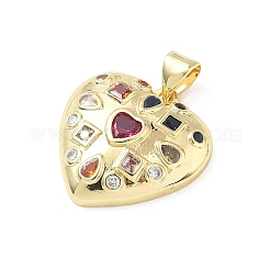 Valentinstag-Anhänger aus Messing mit Mikropavé-Fassung und farbenfrohen Zirkonia&nbsp;KK-L273-01G-01