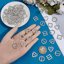 60 Stück 3 Stile Legierung Strass Schiebeschnallen&nbsp;FIND-CY0001-92