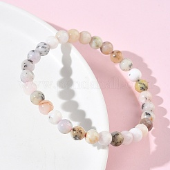 Pulseras elásticas de cuentas redondas de ópalo verde natural para mujer&nbsp;BJEW-Z158-03L-04