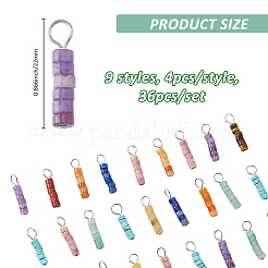 36 Stück 9 Stile natürliche Edelstein Heishi Perlen Anhänger&nbsp;PALLOY-FH00062