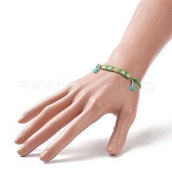 Rectangle de graine japonais fait à la main avec bracelet de perles tressées à maillons de fleurs&nbsp;BJEW-MZ00014-01