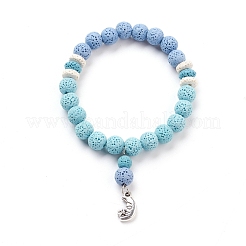 Natürliche Lava Rock Perlen Stretch Charm Armbänder&nbsp;BJEW-E376-01