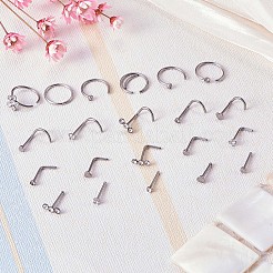 21 Stück 21 Stil klare Zirkonia Blume & flache runde & herzförmige Nasenstecker & Ringe Set&nbsp;JX527B