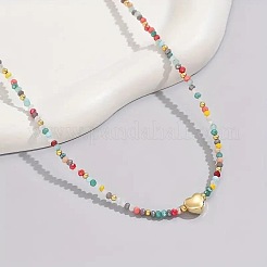 Boho-Halsketten aus 304er Edelstahl mit facettierten&nbsp;JD8300
