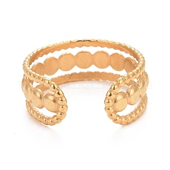 Anillo de puño abierto de triple línea de acero inoxidable 304 con revestimiento iónico (IP) para mujer&nbsp;RJEW-C025-07G