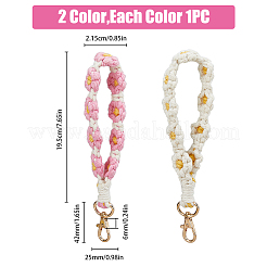 2 pieza de cordón de muñeca trenzado de algodón de 2 colores hecho a mano con adornos colgantes&nbsp;KEYC-HY0001-20