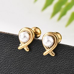 Boucles d'oreilles à tige en acier inoxydable 304 avec imitation de perles&nbsp;STAS-E502-03G