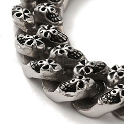 304 Edelstahl Totenkopf Cuban Link Kette Armbänder für Frauen Männer&nbsp;BJEW-Q341-06E-AS