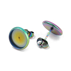 Montures de boucles d'oreilles plates rondes en acier inoxydable 304 avec placage ionique (IP)&nbsp;STAS-I323-18mm-RC