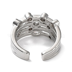 Anillos de puño abiertos de circonio cúbico micro pavé de latón chapado en cremallera&nbsp;RJEW-Q777-14P