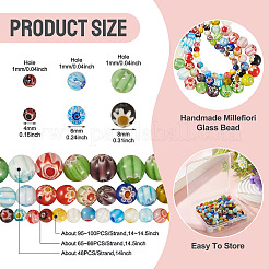 3 brin 3 styles de brins de perles rondes en verre millefiori faites à la main&nbsp;LAMP-TA0002-68