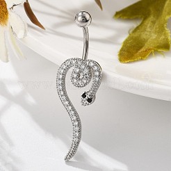 Legierung Strass Schlange gebogene Hantel Bauchnabel Ringe&nbsp;LS-AJEW-R007-03P-02