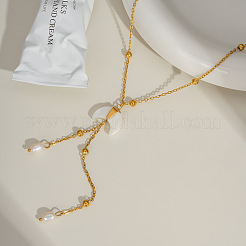 Collier avec pendentif lune en coquillage blanc naturel&nbsp;GK3371