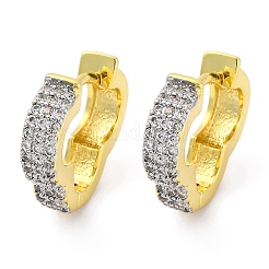 Pendientes de aro de latón con micro circonitas y cubic zirconia transparente&nbsp;EJEW-H158-16A-GP