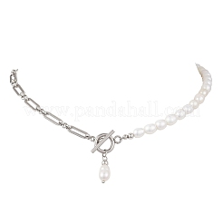 Collane con perline di riso in perle d'acqua dolce coltivate naturali&nbsp;NJEW-JN05959-02