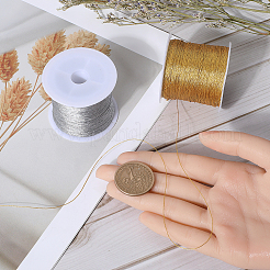 2 Rolle 2 Farben 3-lagiges geflochtenes Metallkabel aus Polyester&nbsp;KNIT-SC0001-01