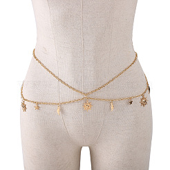 Chaînes de taille à double couche en alliage avec pompon soleil lune étoile&nbsp;FS-WG79E42-01
