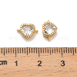 Messing Pavé klare Zirkonia Herz Verbindungsstück Charms&nbsp;KK-H515-08G