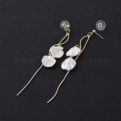 Orecchini pendenti con nappa imitazione conchiglia acrilica con 925 spilla in argento sterling&nbsp;EJEW-L281-03LG