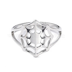 Anlaufgeschützte verstellbare Ringe aus 304 Edelstahl mit Spinnennetzmotiv für Damen&nbsp;RJEW-I097-07P