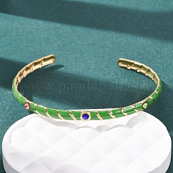 Bracelets manchettes en acier inoxydable 304 émaillé pour femmes&nbsp;BJEW-H637-02A-G