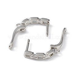Ausgehöhlte rechteckige Creolenohrringe aus Messing&nbsp;ZIRC-L097-058P