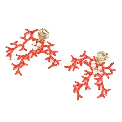 Boucles d'oreilles à tige en perles de verre pour femmes&nbsp;EJEW-MZ00781-01