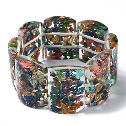Bracciali elasticizzati con diaspro imperiale naturale tinto e opale sintetico&nbsp;BJEW-G702-01A