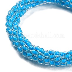 Pulsera elástica trenzada con perlas de vidrio de ganchillo&nbsp;BJEW-K232-01A