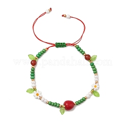 Bracelets tressés en perles de rocaille en verre et perles de verre lampwork pour femmes&nbsp;BJEW-MZ00212-02