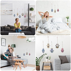 5 pièce de 5 grands pendentifs décoratifs en bois de style&nbsp;HJEW-CA0001-69
