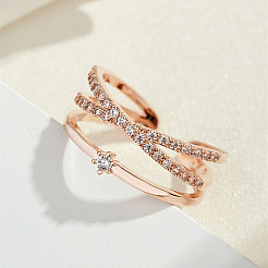 Bagues de manchette ouvertes en laiton et strass pour femmes&nbsp;FS-WG095AA-02
