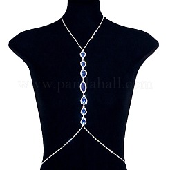 Chaînes de corps sexy en alliage de strass bleu capri en forme de larme pour bikini&nbsp;WG908AC-02
